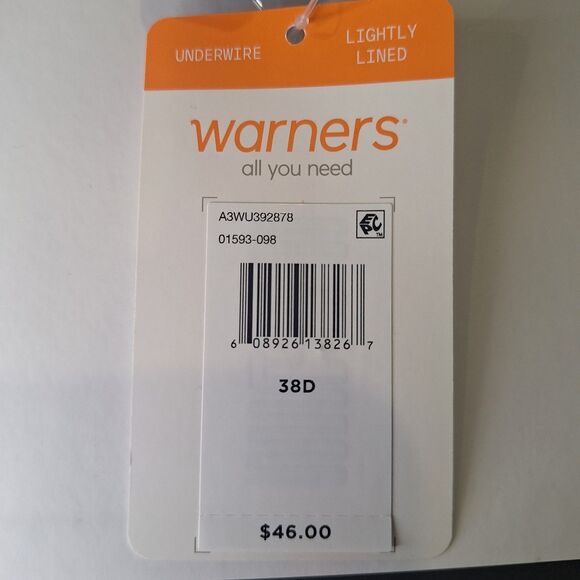 Warners This Is Not A Bra Underwire T-Shirt Bra 38D NWT 01593 Gunmetal Geo Print - Picture 6 of 8